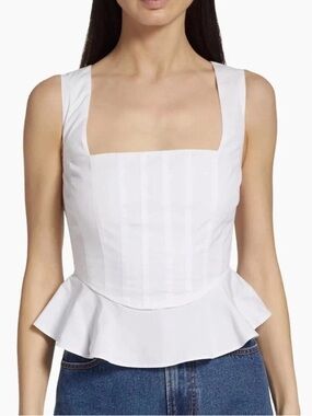 Veronica Beard White Structured Peplum Top New